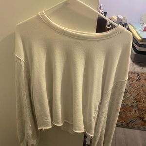 White cheetah print rhinestone cropped hoodie.